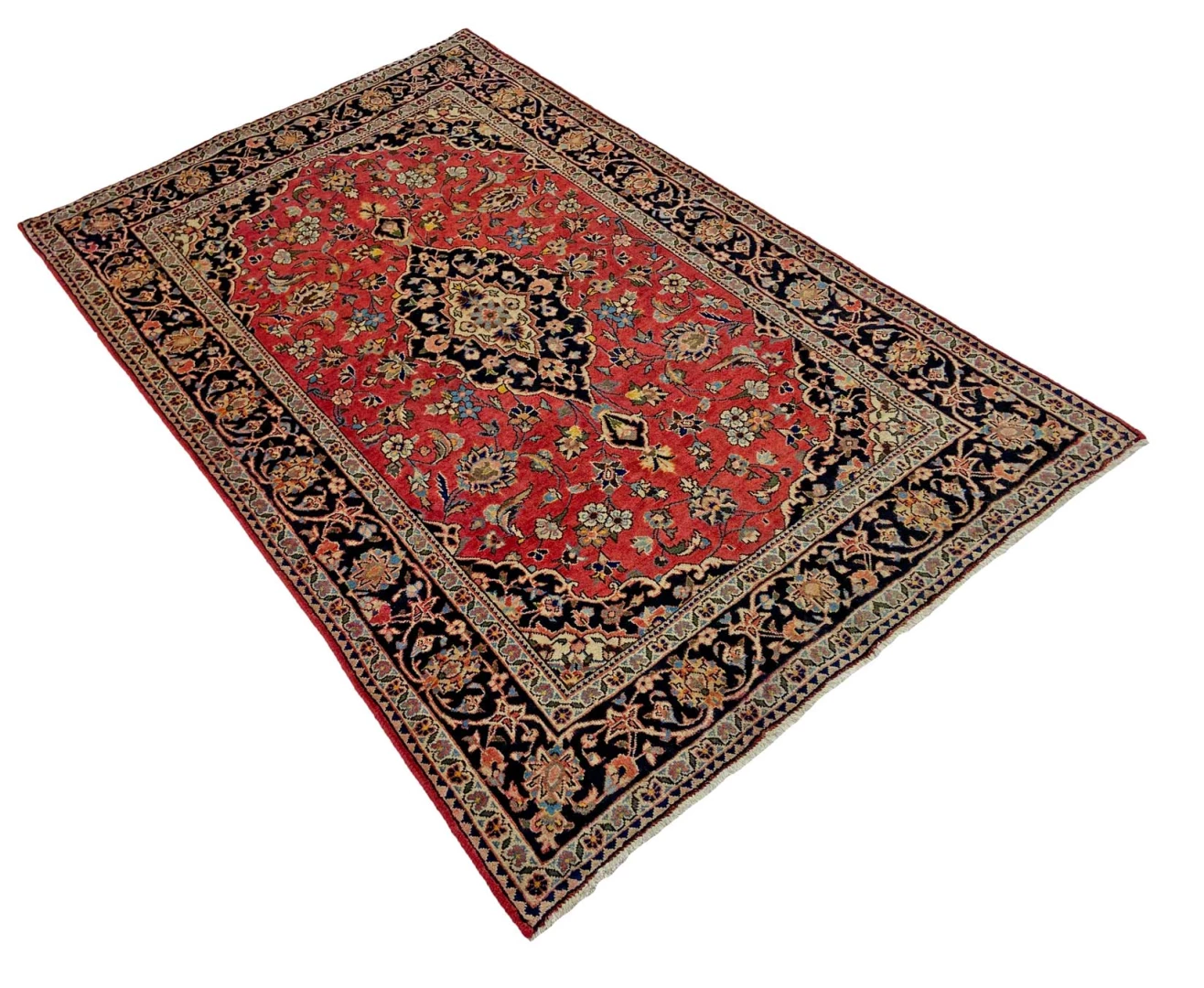 Handgeknüpfter Kashan Perserteppich 213 × 136 cm