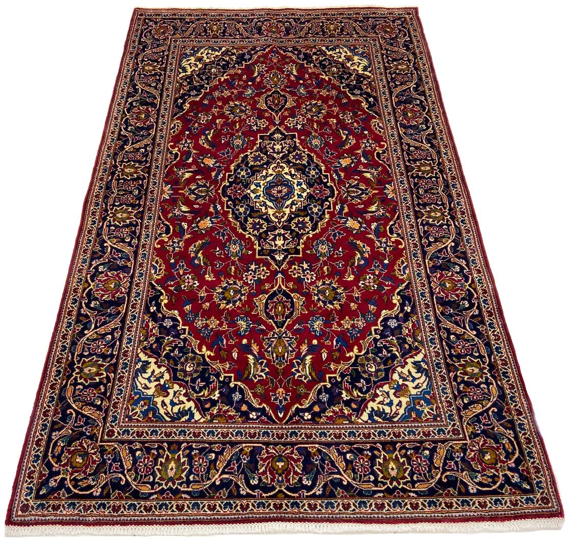 Handgeknüpfter Kashan Perserteppich, 220 × 131 cm, Wolle