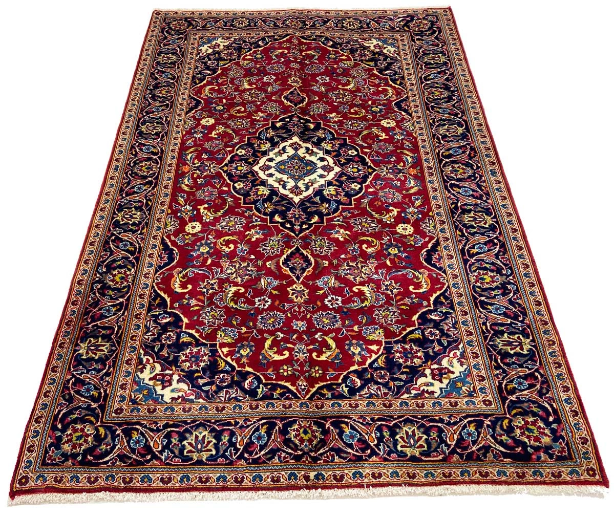 Handgeknüpfter Kashan Perserteppich 242 × 152 cm