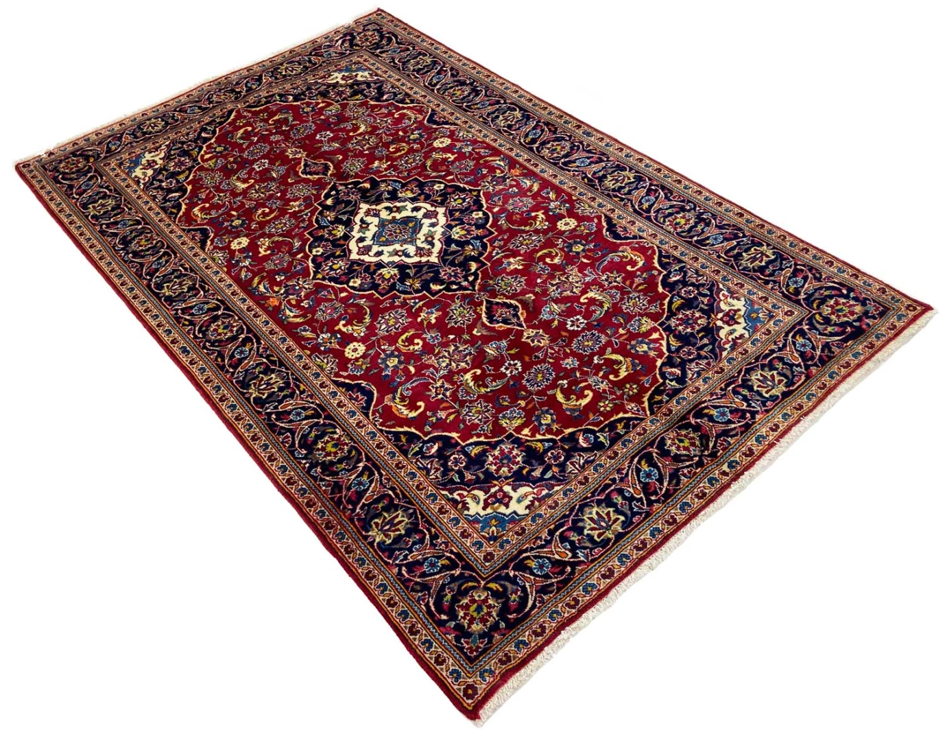 Handgeknüpfter Kashan Perserteppich 242 × 152 cm