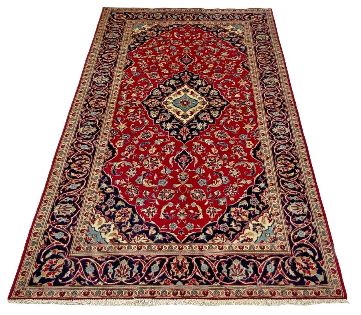 Handgeknüpfter Kashan Perserteppich, 246 × 146 cm, Wolle
