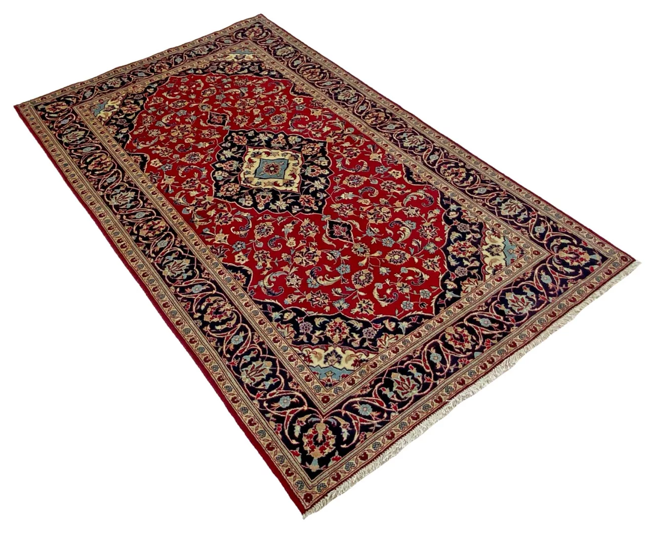 Handgeknüpfter Kashan Perserteppich, 246 × 146 cm, Wolle