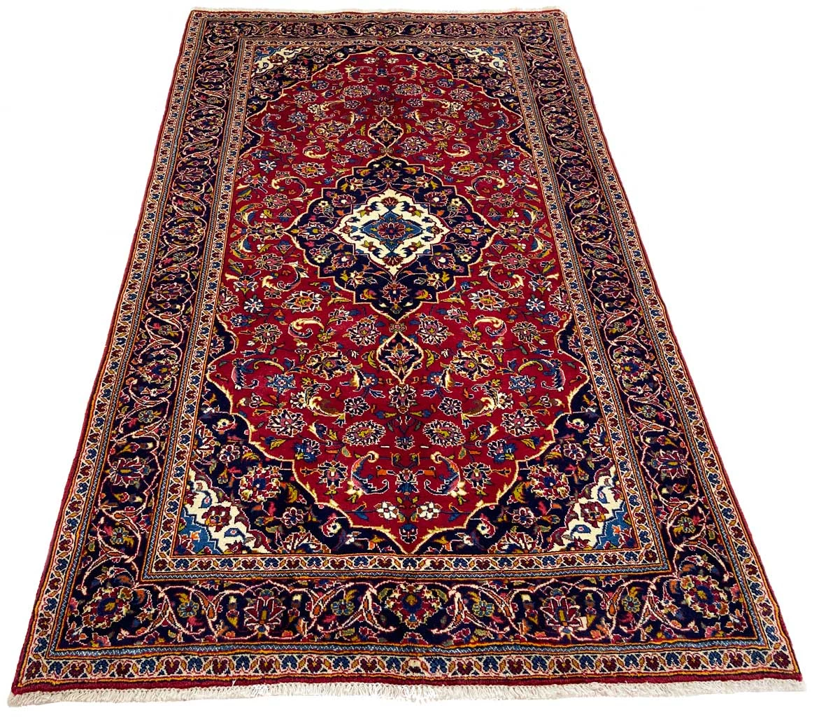 Handgeknüpfter Kashan Perserteppich, 256 × 147 cm, Wolle