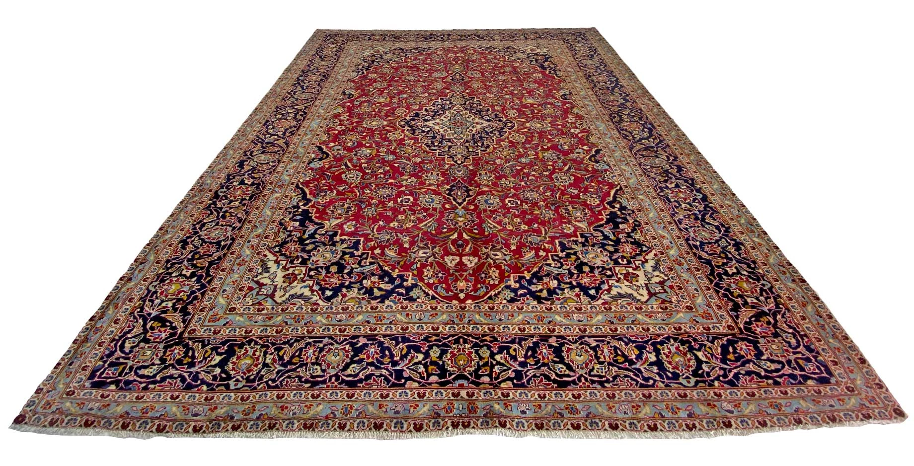 Handgeknüpfter Kashan Perserteppich, 346 × 289 cm, Wolle
