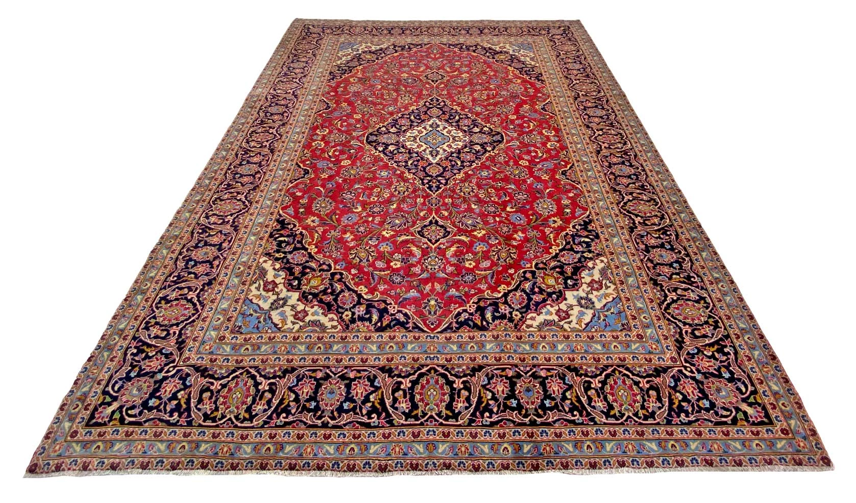 Kashan Perserteppich 348 × 254 cm aus Wolle, handgeknüpft