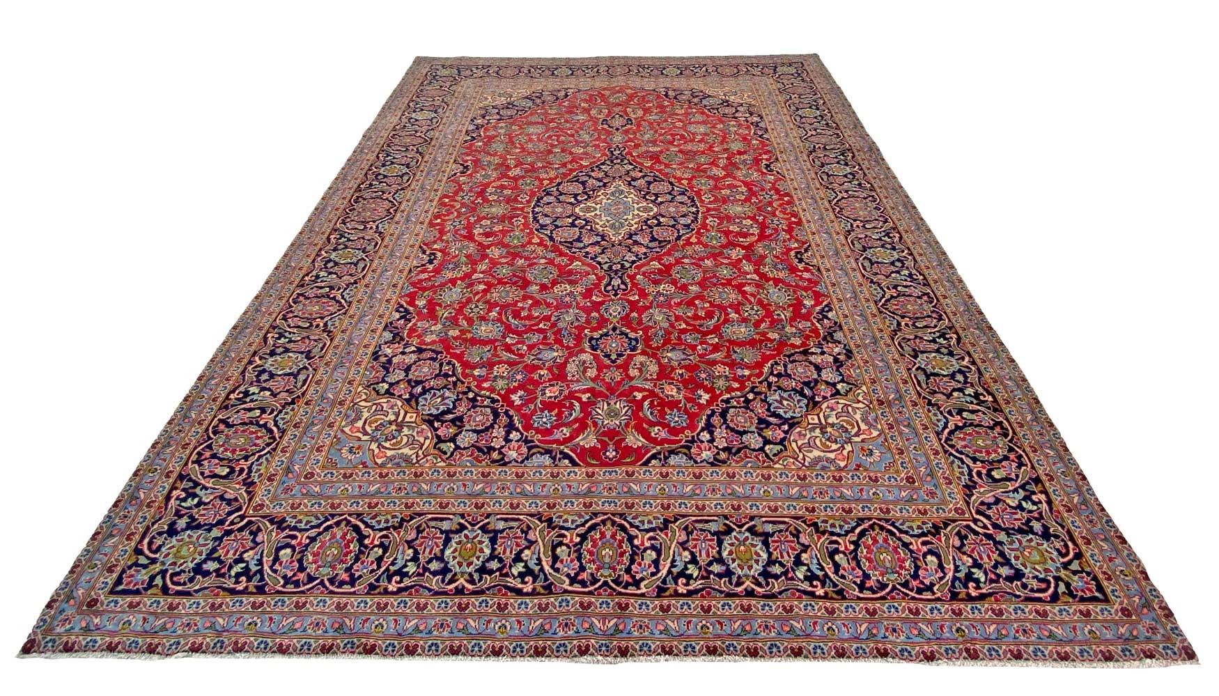 Handgeknüpfter Kashan Perserteppich, 351 × 253 cm, Wolle