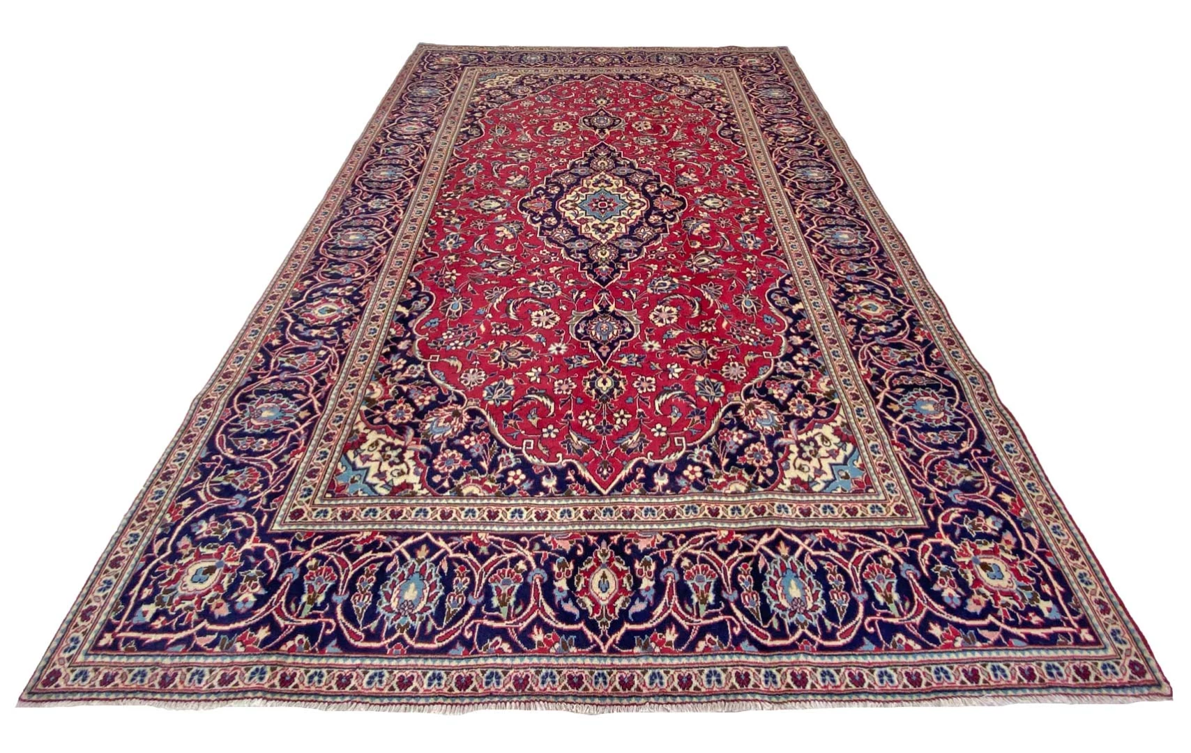 Kashan Perserteppich 364 × 235 cm aus Wolle, handgeknüpft