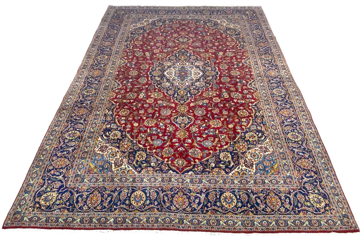 Handgeknüpfter Kashan Perserteppich, 392 × 296 cm, Wolle