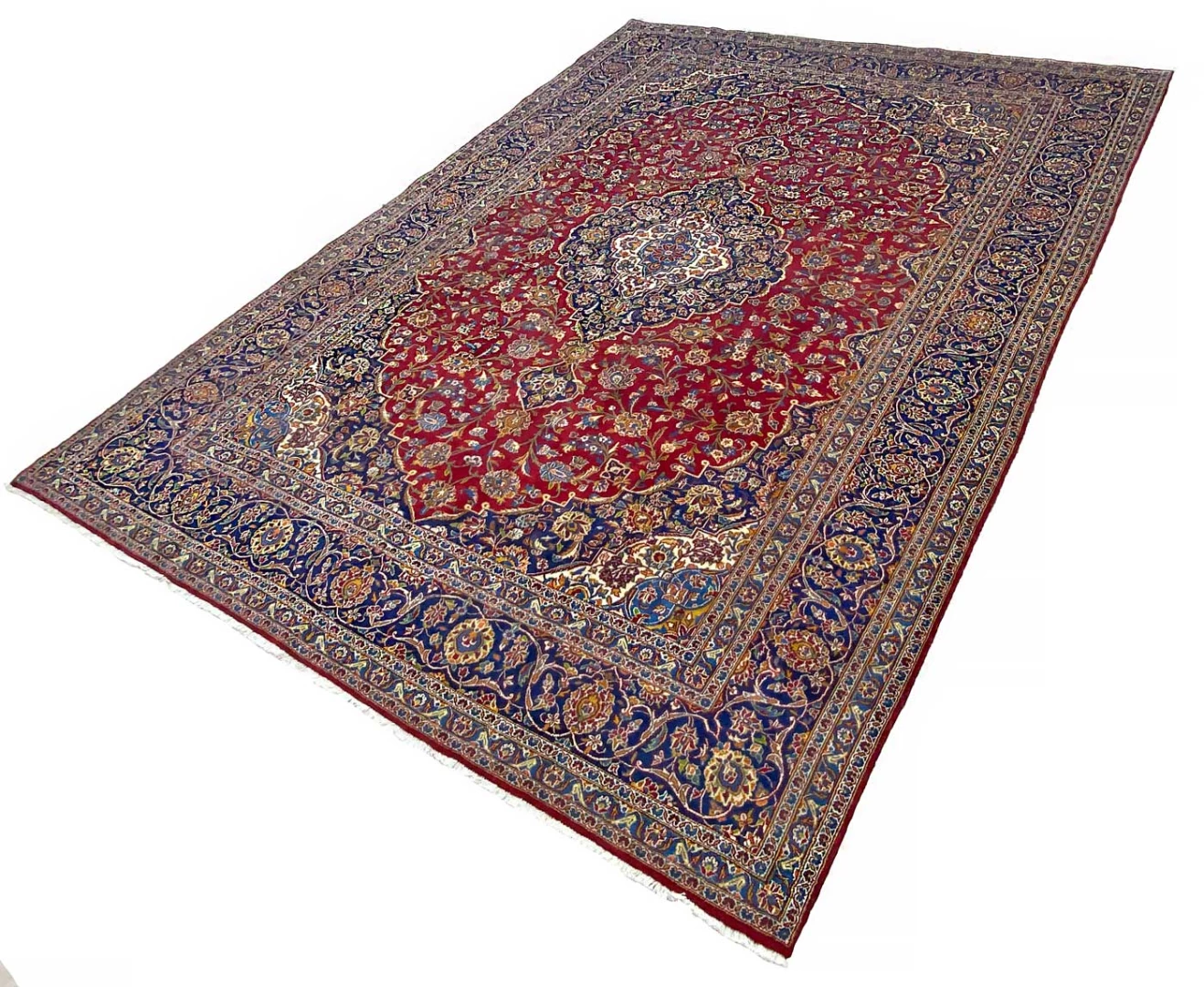 Handgeknüpfter Kashan Perserteppich, 392 × 296 cm, Wolle