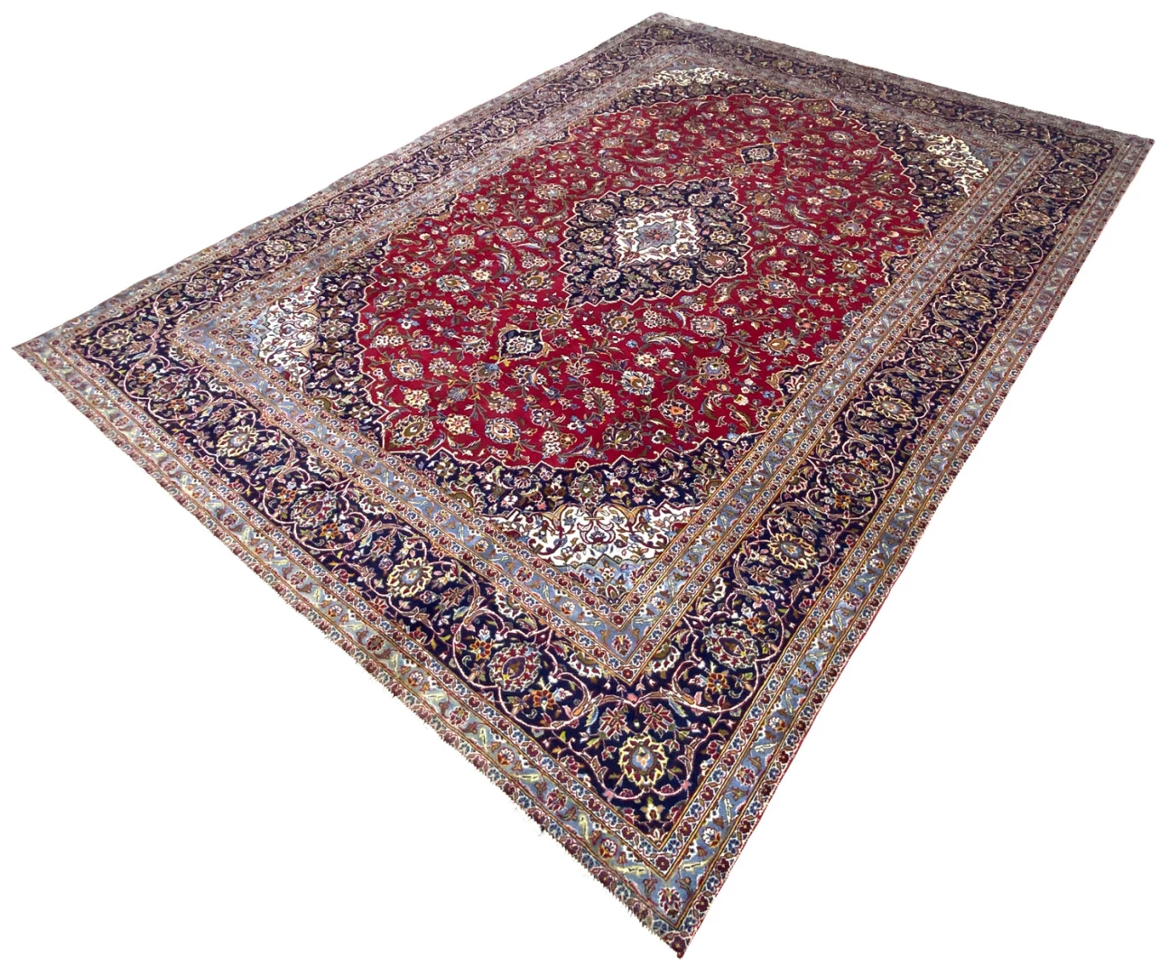 Kashan Perserteppich 394 × 294 cm aus Wolle, handgeknüpft