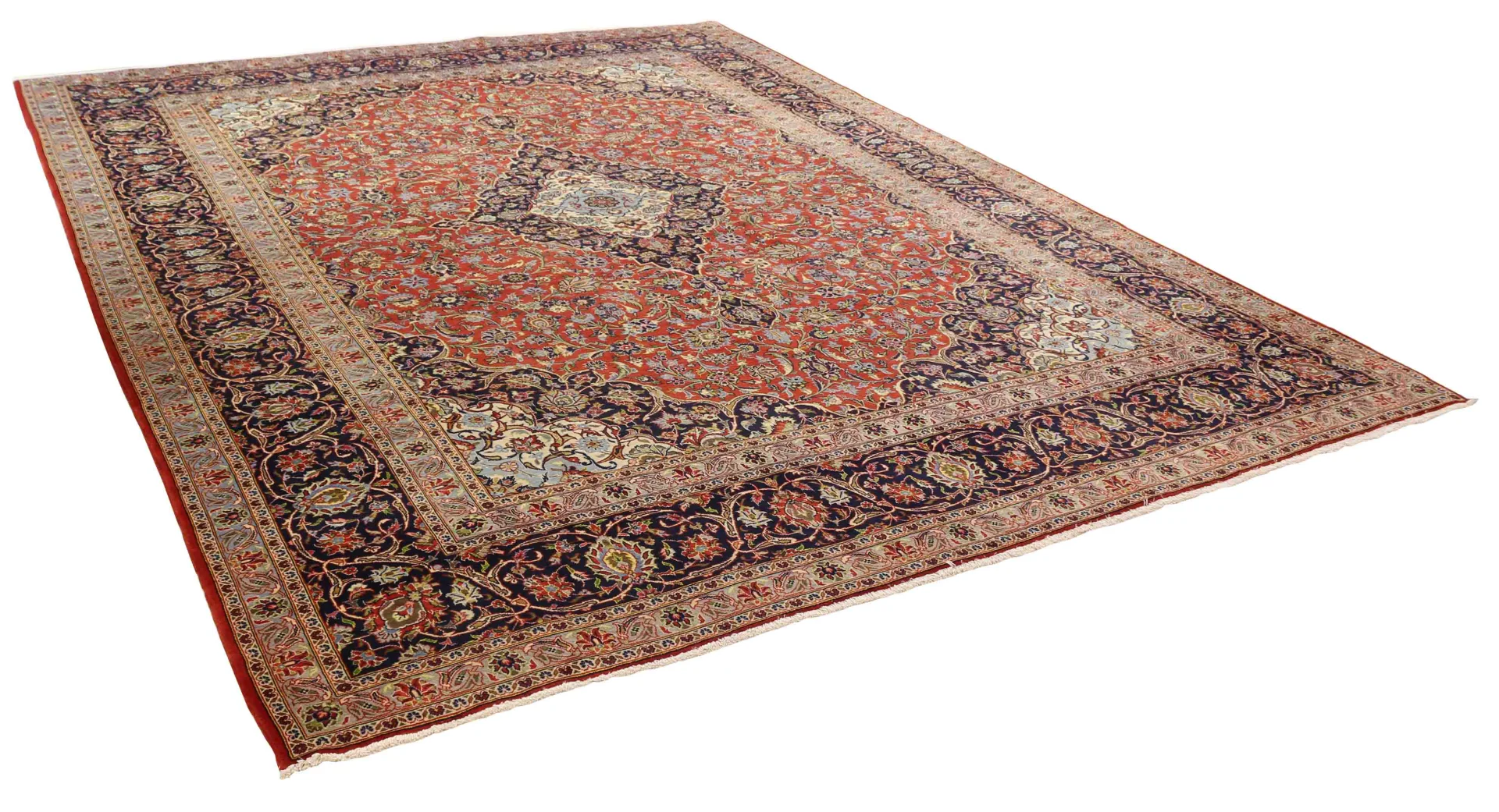 Handgeknüpfter Kashan Perserteppich, 396 × 308 cm, Wolle