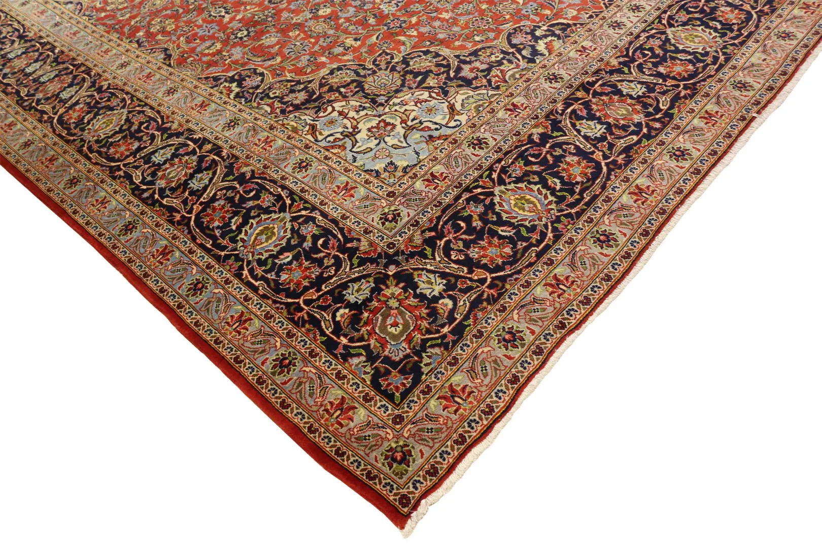 Handgeknüpfter Kashan Perserteppich, 396 × 308 cm, Wolle