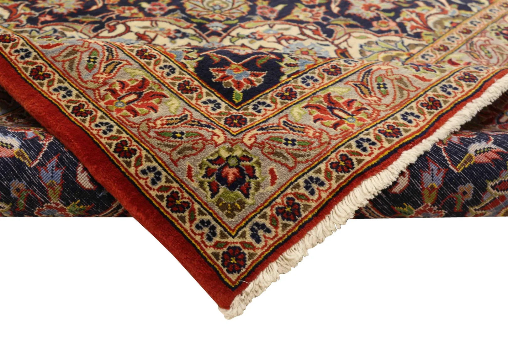 Handgeknüpfter Kashan Perserteppich, 396 × 308 cm, Wolle