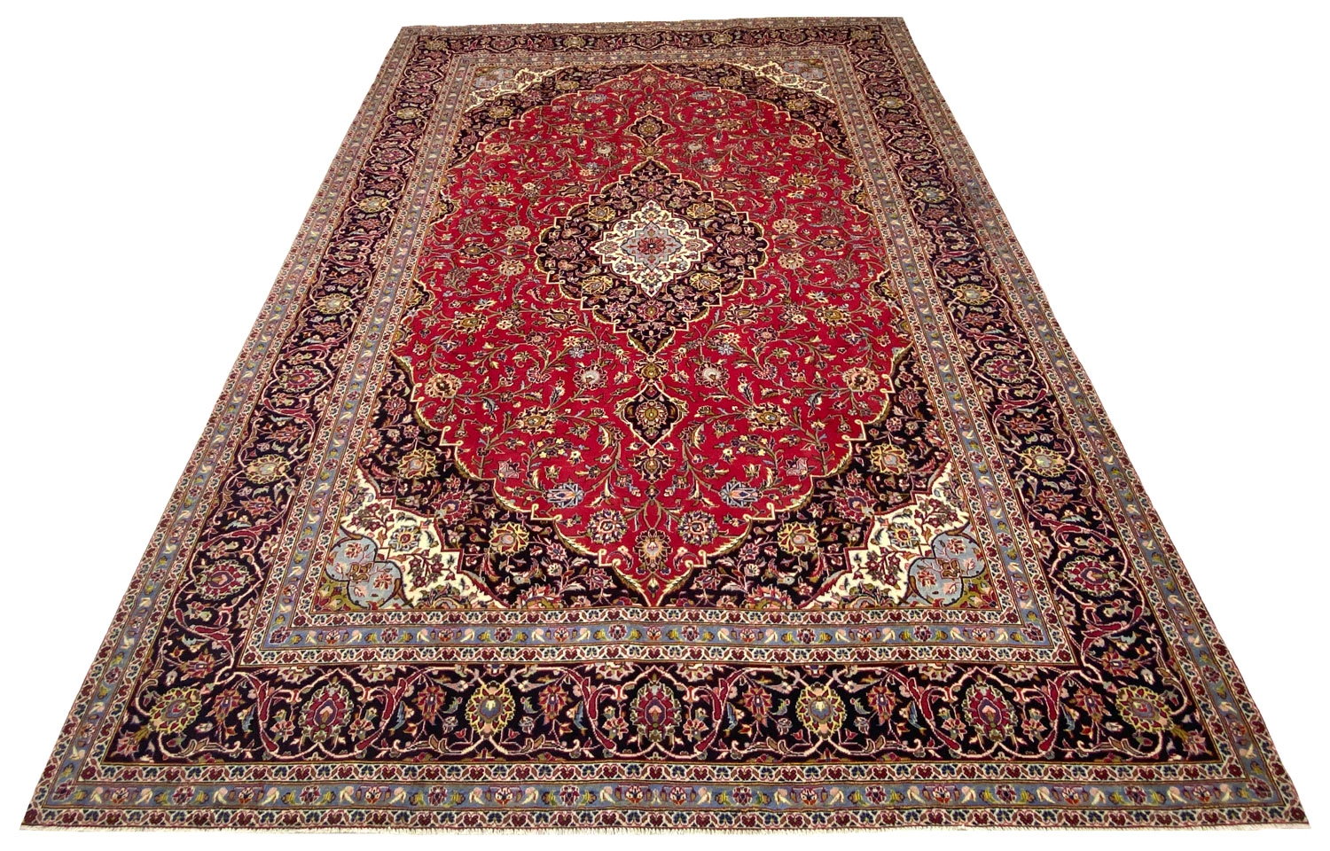 Handgeknüpfter Kashan Perserteppich, 399 × 291 cm, Wolle
