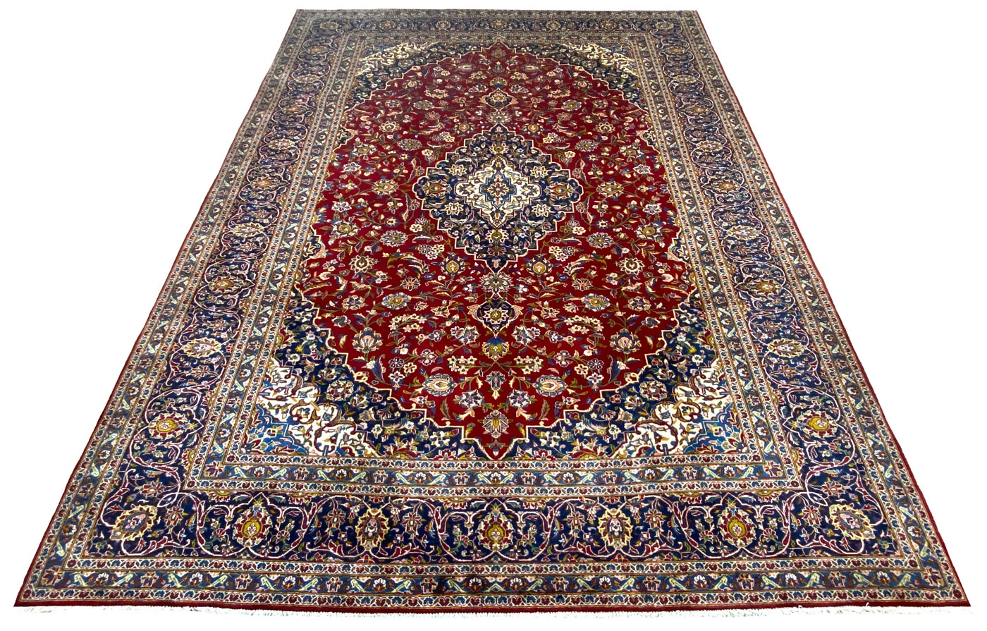 Handgeknüpfter Kashan Perserteppich, 402 × 301 cm, Wolle