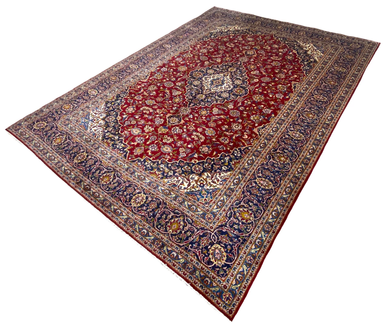 Handgeknüpfter Kashan Perserteppich, 402 × 301 cm, Wolle