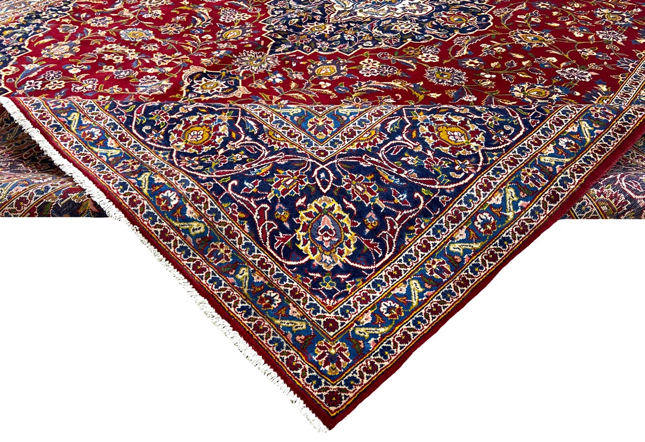 Handgeknüpfter Kashan Perserteppich, 402 × 301 cm, Wolle