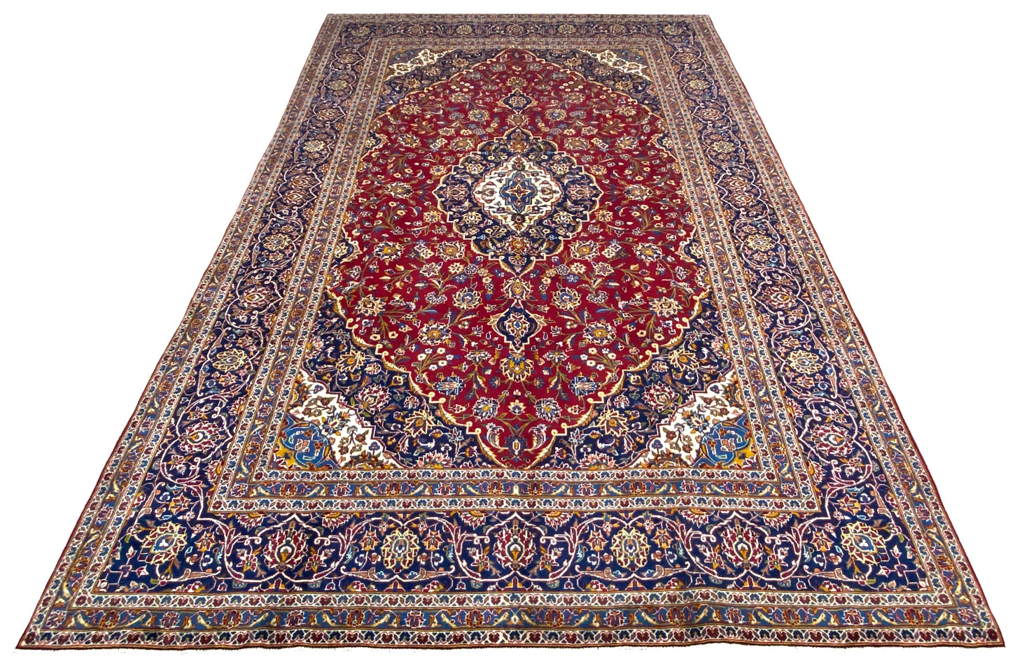 Kashan Perserteppich 405 × 269 cm aus Wolle, handgeknüpft