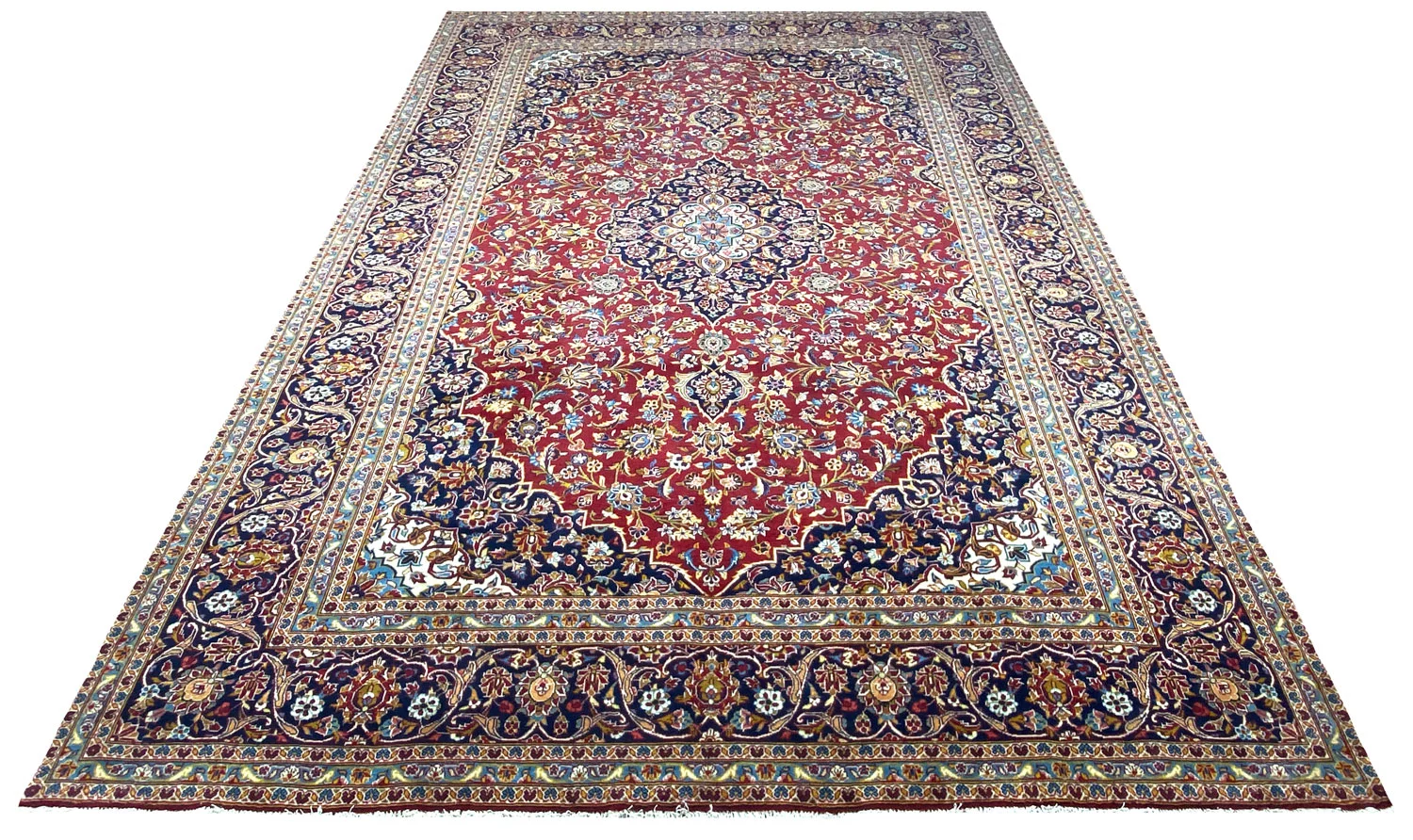 Handgeknüpfter Kashan Perserteppich, 405 × 294 cm, Wolle