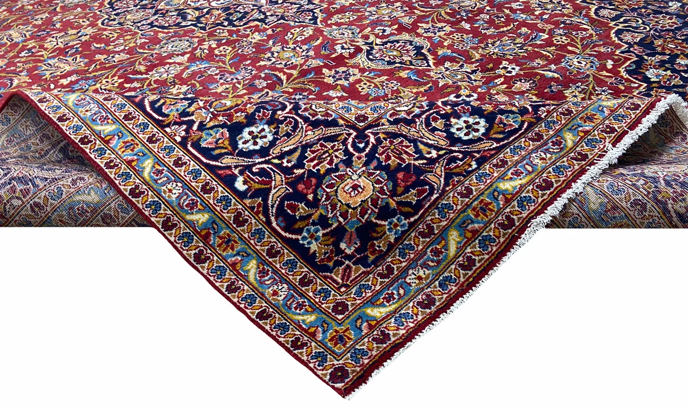 Handgeknüpfter Kashan Perserteppich, 405 × 294 cm, Wolle