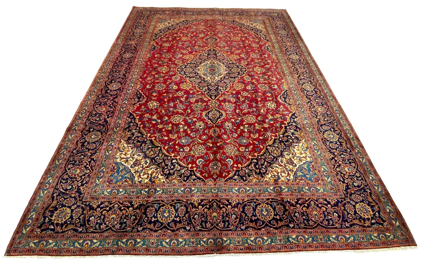 Kashan Perserteppich 407 × 294 cm aus Wolle, handgeknüpft
