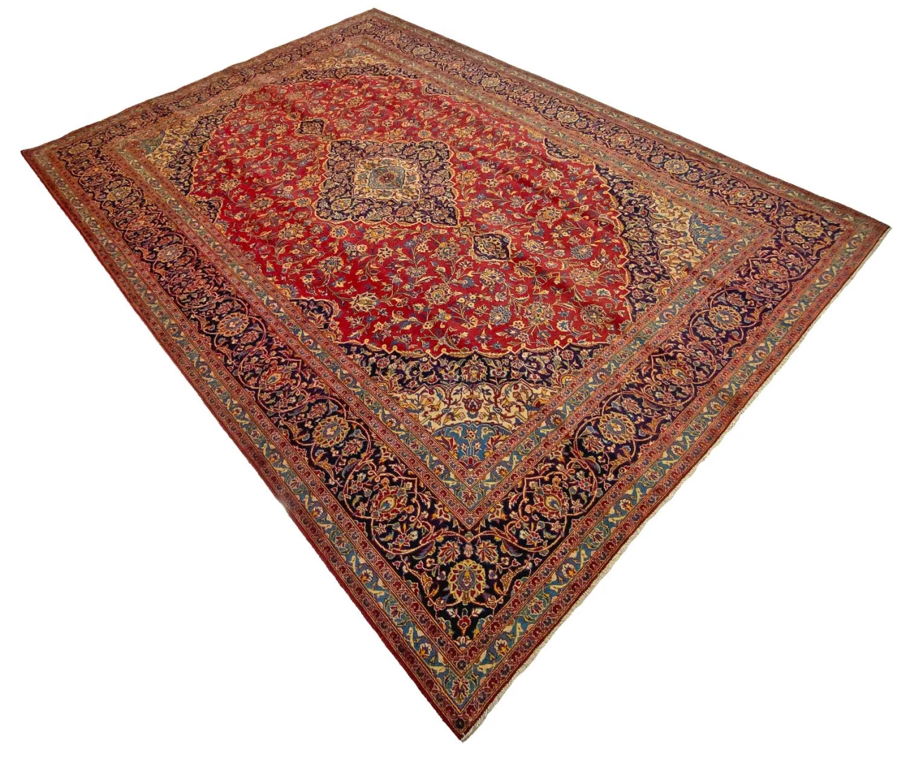 Kashan Perserteppich 407 × 294 cm aus Wolle, handgeknüpft