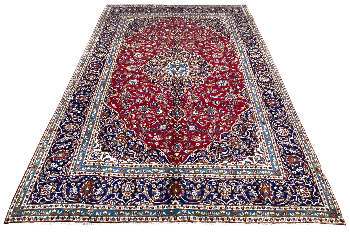 Handgeknüpfter Kashan Perserteppich, 409 × 297 cm, Wolle