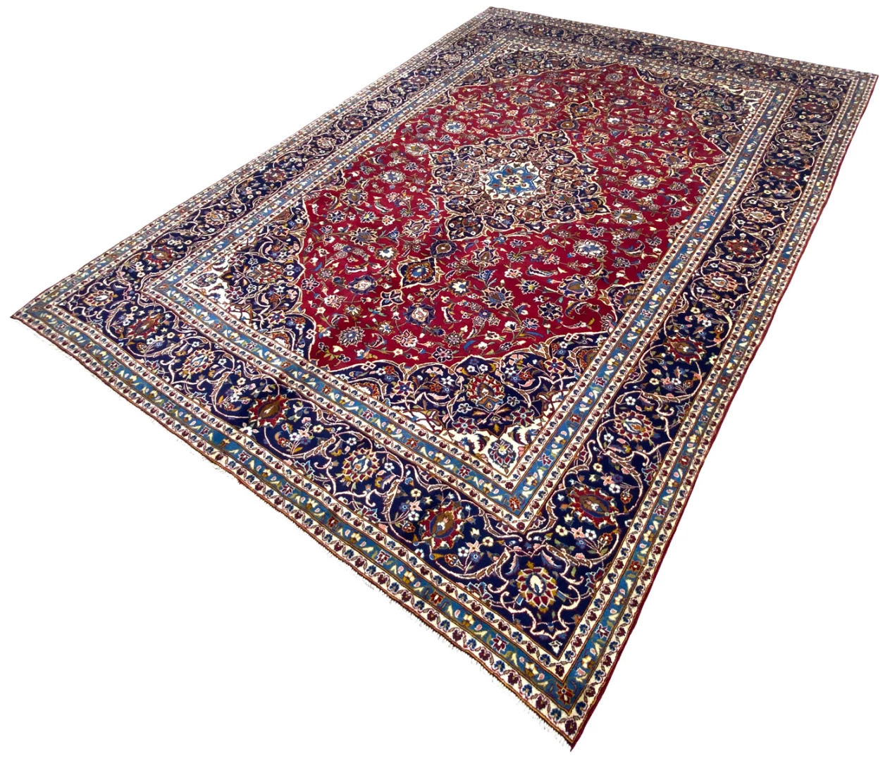 Handgeknüpfter Kashan Perserteppich, 409 × 297 cm, Wolle