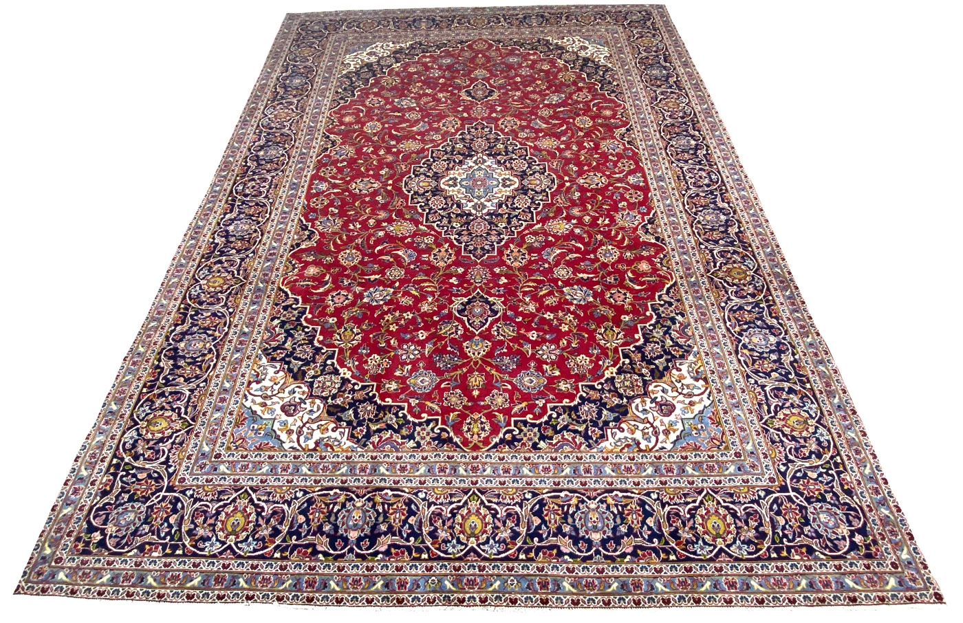 Handgeknüpfter Kashan Perserteppich, 414 × 293 cm, Wolle