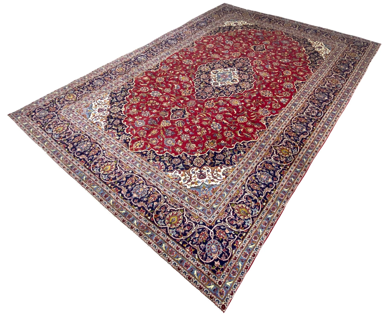 Handgeknüpfter Kashan Perserteppich, 414 × 293 cm, Wolle