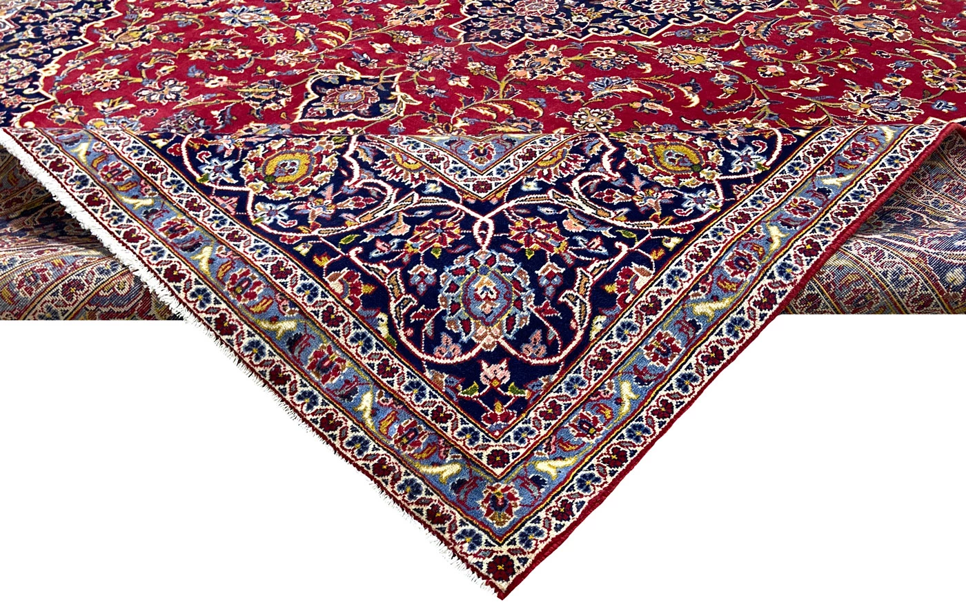 Handgeknüpfter Kashan Perserteppich, 414 × 293 cm, Wolle
