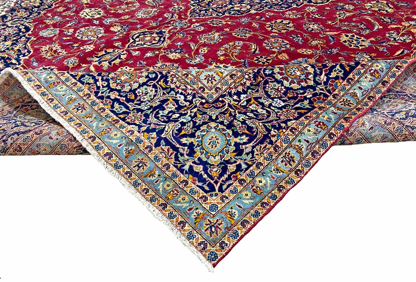 Kashan Perserteppich 426 × 301 cm aus Wolle, handgeknüpft