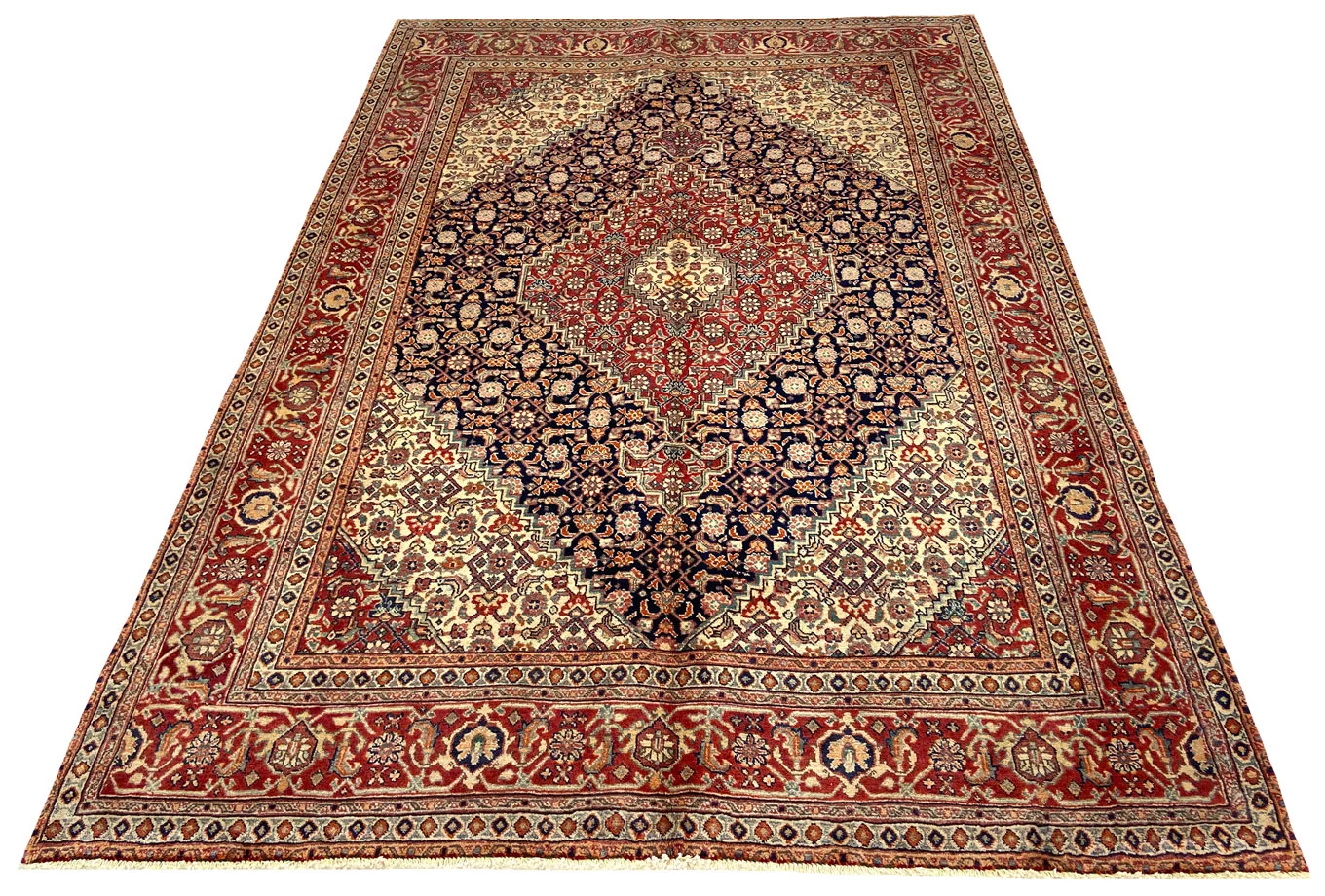 Handgeknüpfter Täbriz Perserteppich, 296 × 201 cm, Wolle & Seide