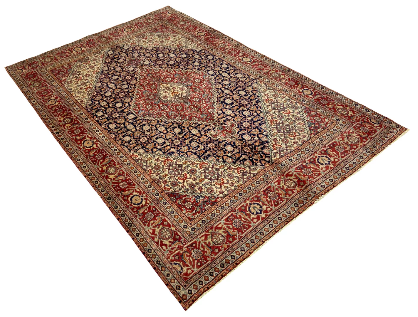 Handgeknüpfter Täbriz Perserteppich, 296 × 207 cm, Wolle & Seide