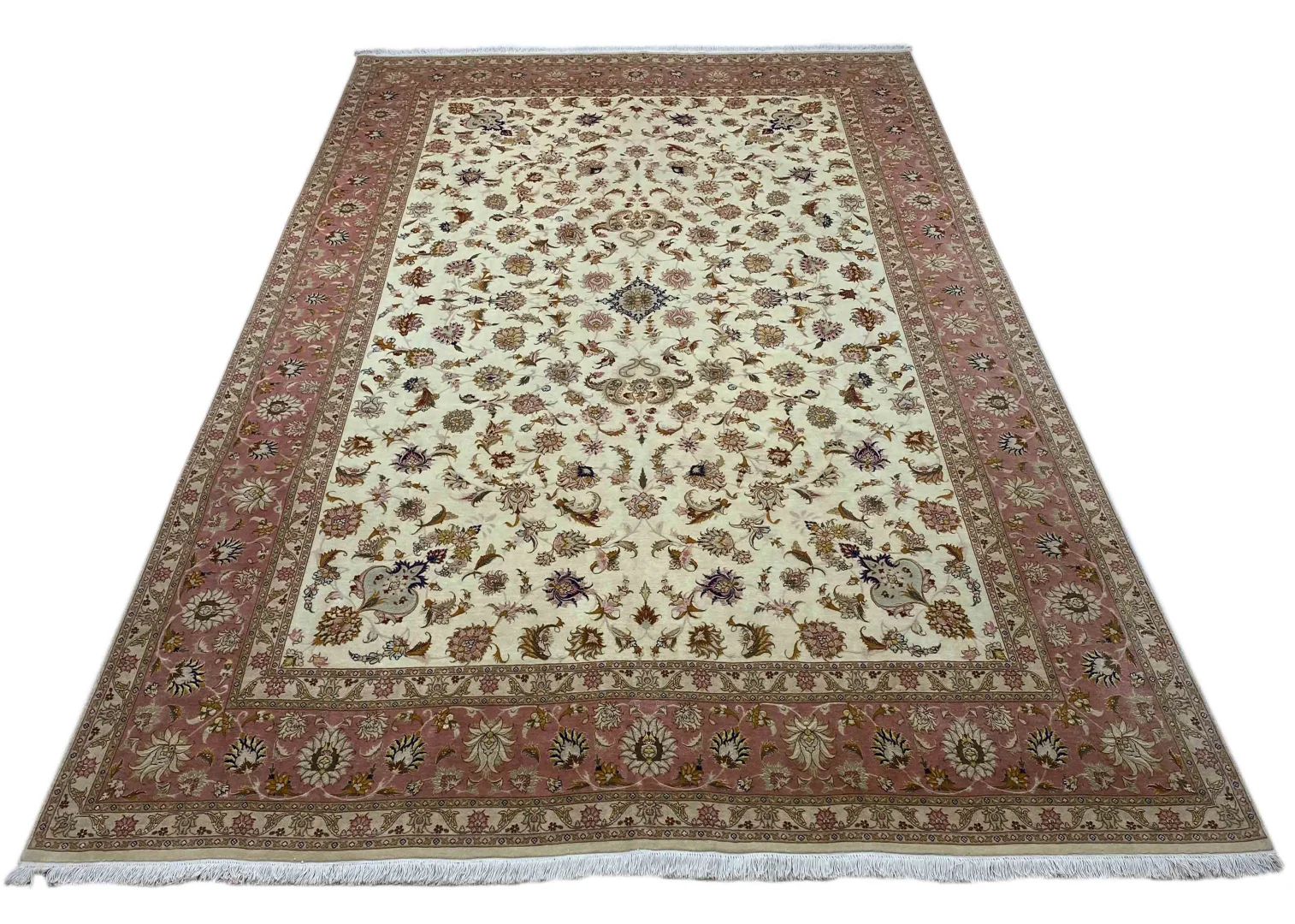 Handgeknüpfter Täbriz Perserteppich, 343 × 251 cm, Wolle & Seide