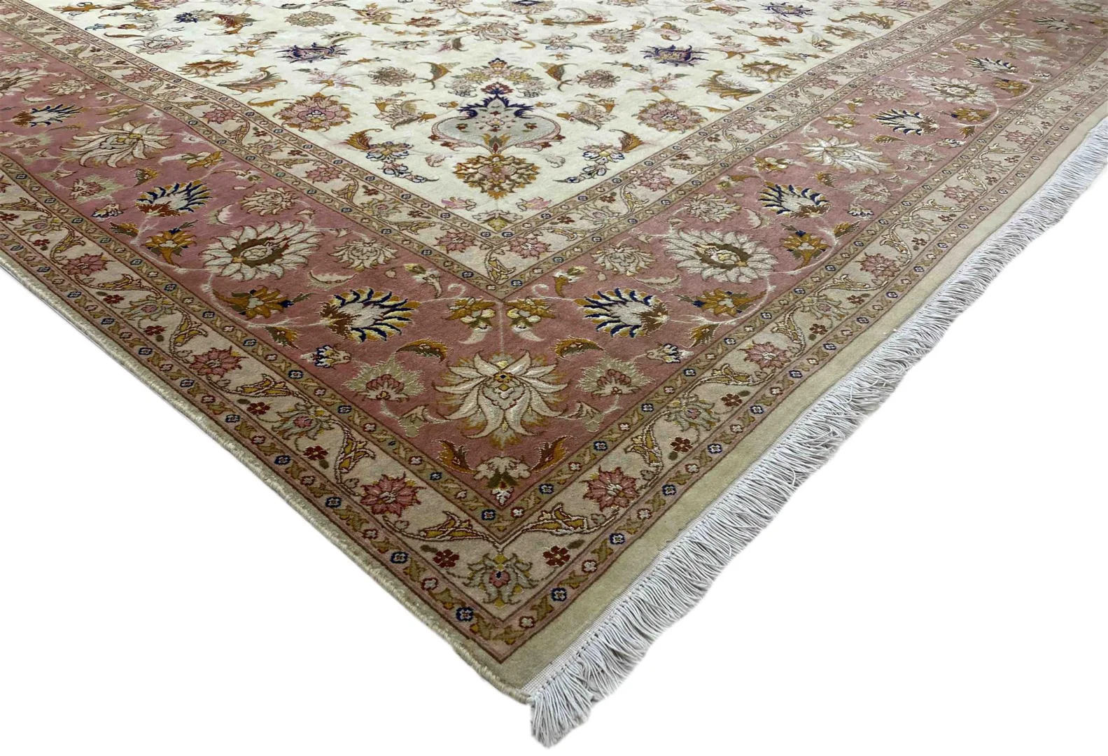 Handgeknüpfter Täbriz Perserteppich, 343 × 251 cm, Wolle & Seide