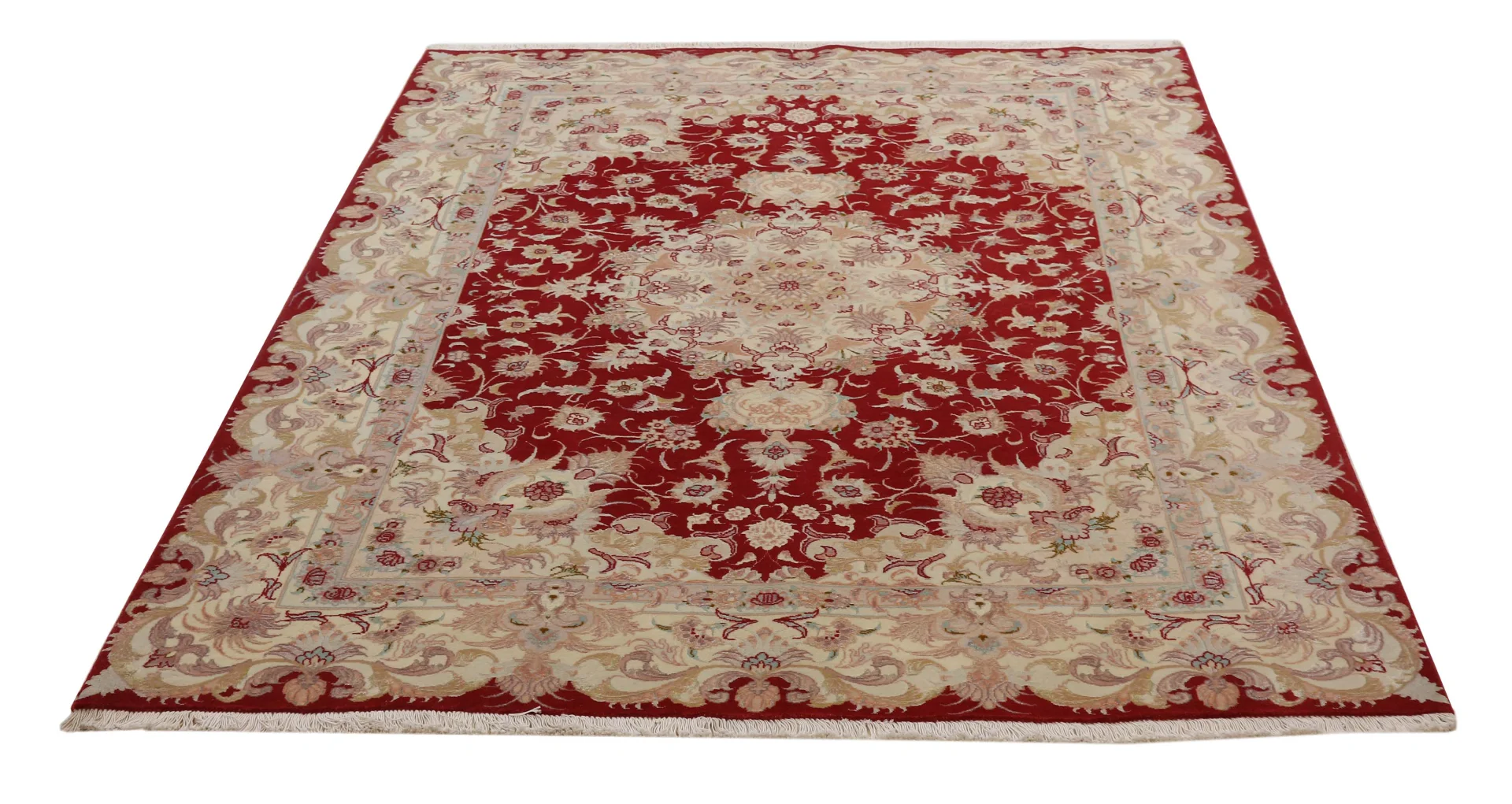 Täbriz Perserteppich 192 × 151 cm aus Wolle & Seide, handgeknüpft