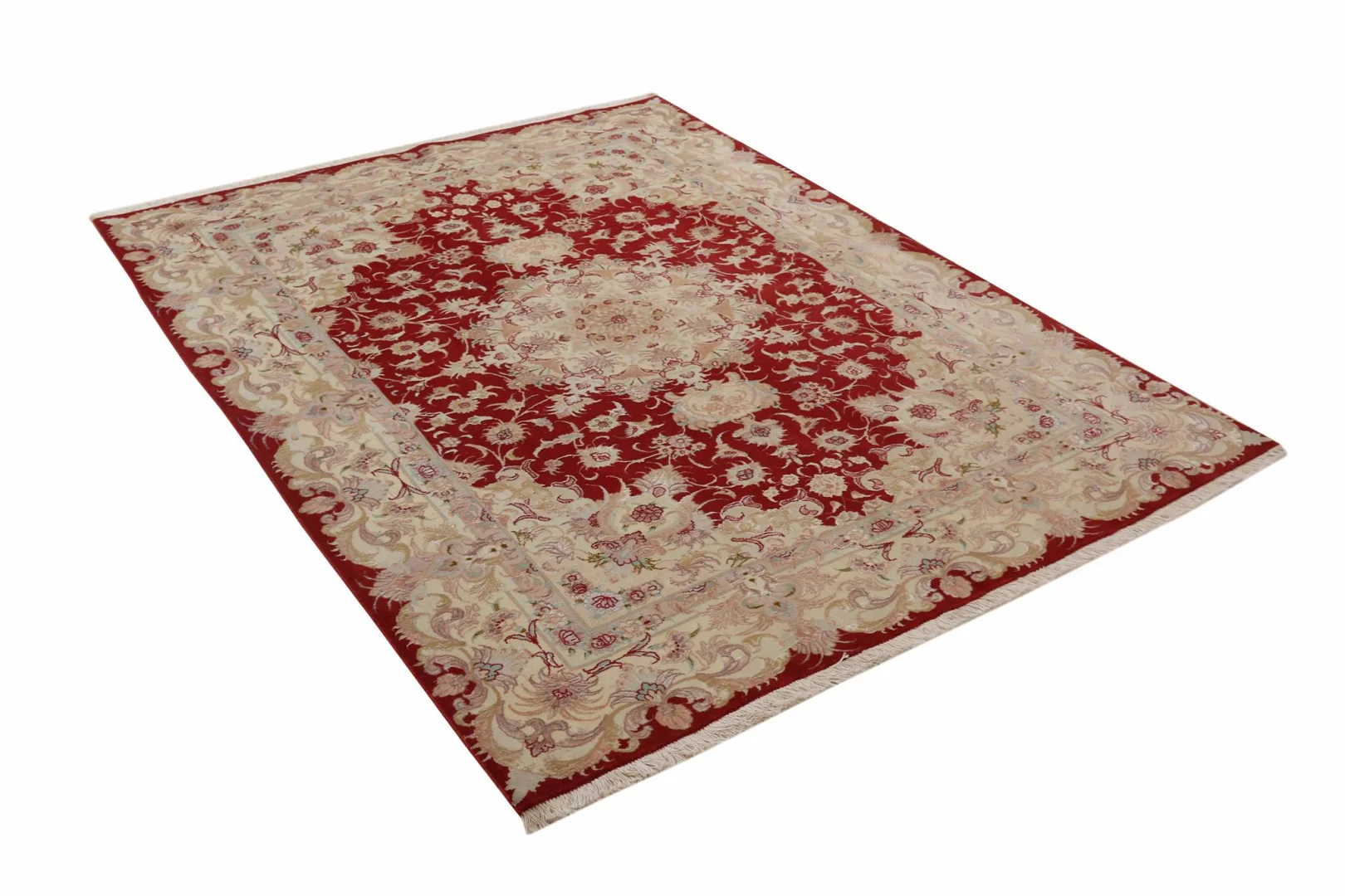 Täbriz Perserteppich 192 × 151 cm aus Wolle & Seide, handgeknüpft