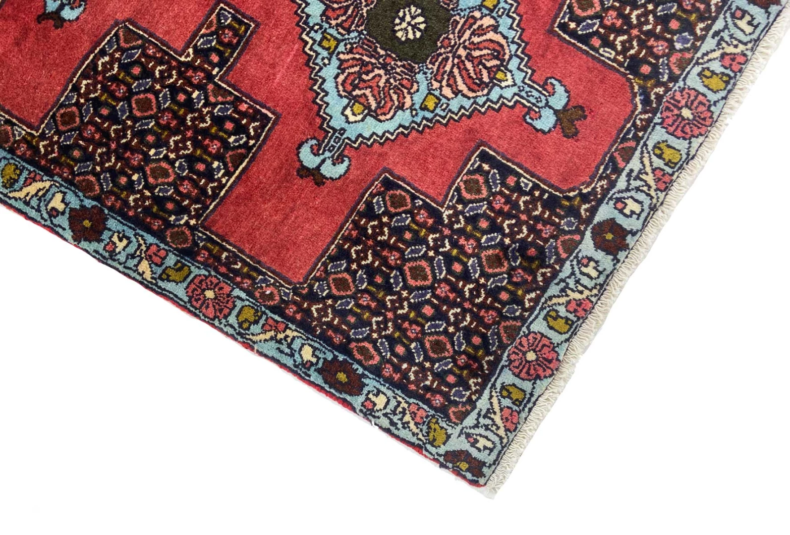 senneh-teppich-225-x-79-cm-rauten-medaillons-handgeknupft-perserteppich-3 Perserteppich aus Iran, 225 × 79 cm
