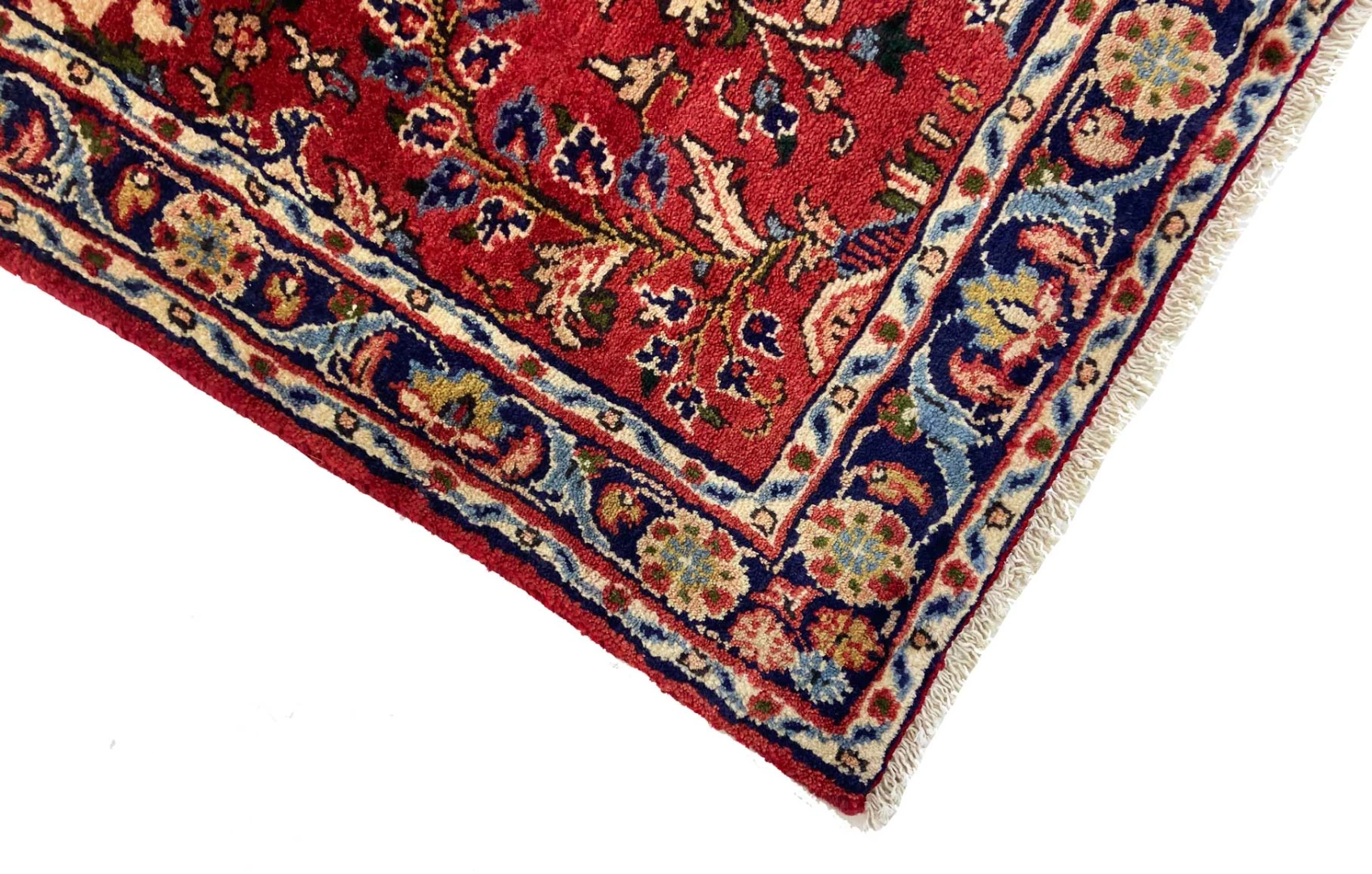 mahal-orientteppich-334-x-75-cm-rot-handgeknupft-100000-knoten-m-3 Handgeknüpfter Perserteppich, 334 × 75 cm, Wolle