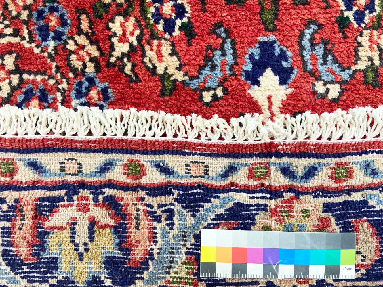 mahal-orientteppich-334-x-75-cm-rot-handgeknupft-100000-knoten-m-4 Handgeknüpfter Perserteppich, 334 × 75 cm, Wolle