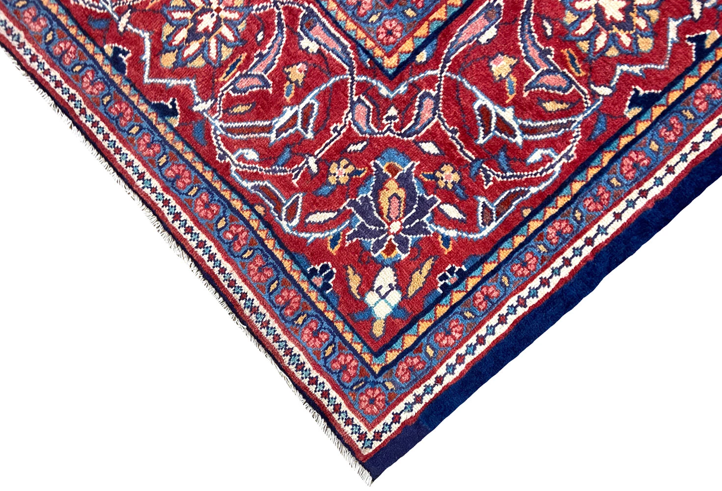 mahal-teppich-395-x-267-cm-rote-rosen-handgeknupft-perserteppich-3 Perserteppich 395 × 267 cm aus Wolle, handgeknüpft