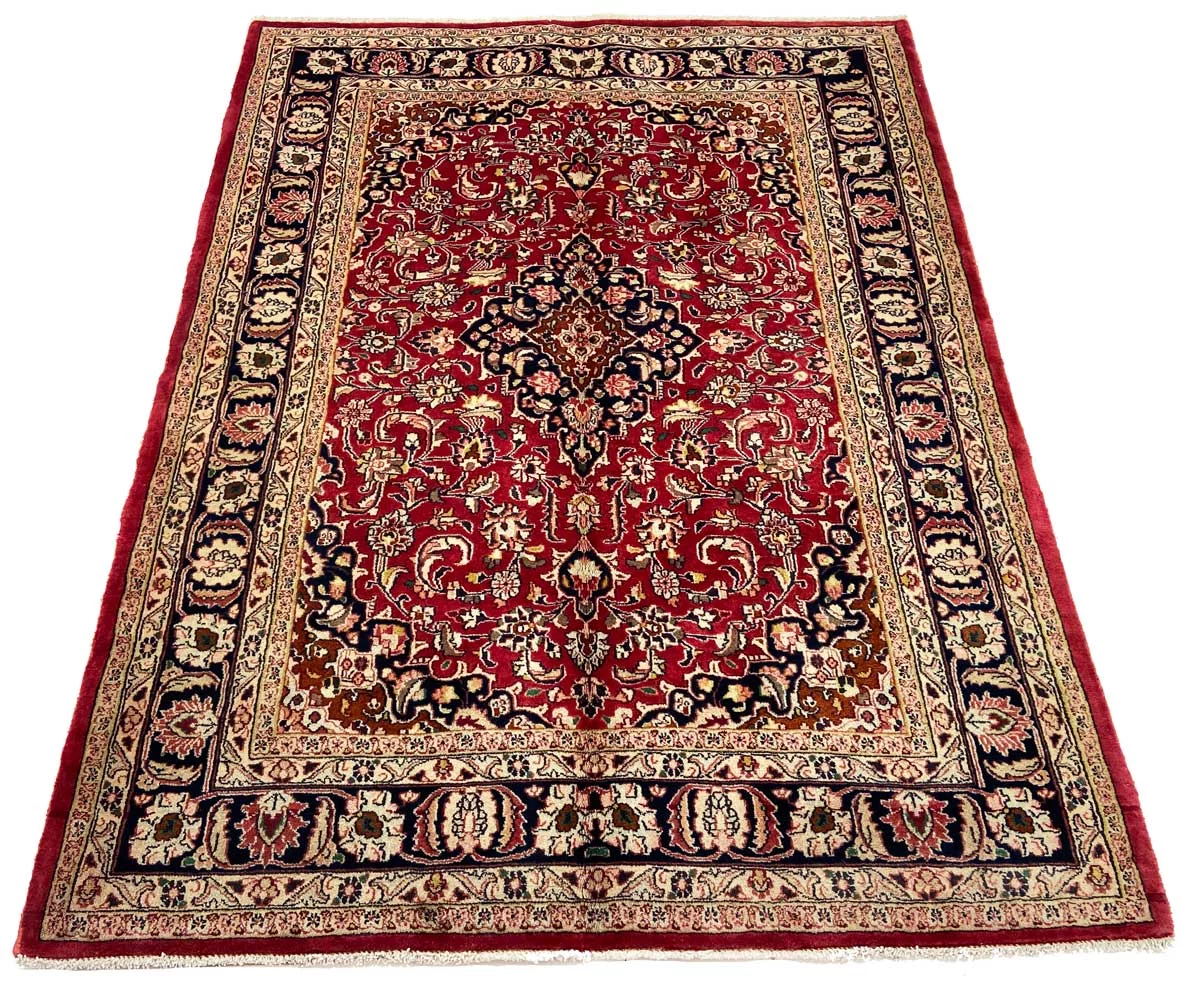 maschhad-orientteppich-202-x-151-cm-florales-muster-handgeknupft-1 Mashhad Perserteppich aus Iran, 202 × 151 cm