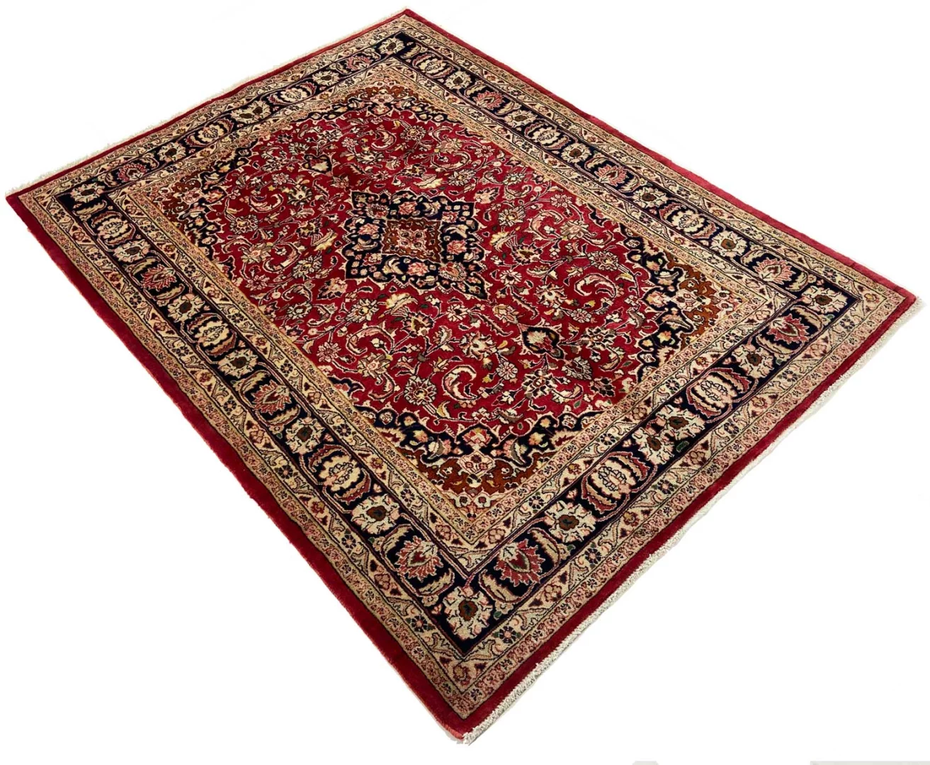 maschhad-orientteppich-202-x-151-cm-florales-muster-handgeknupft-2 Mashhad Perserteppich aus Iran, 202 × 151 cm