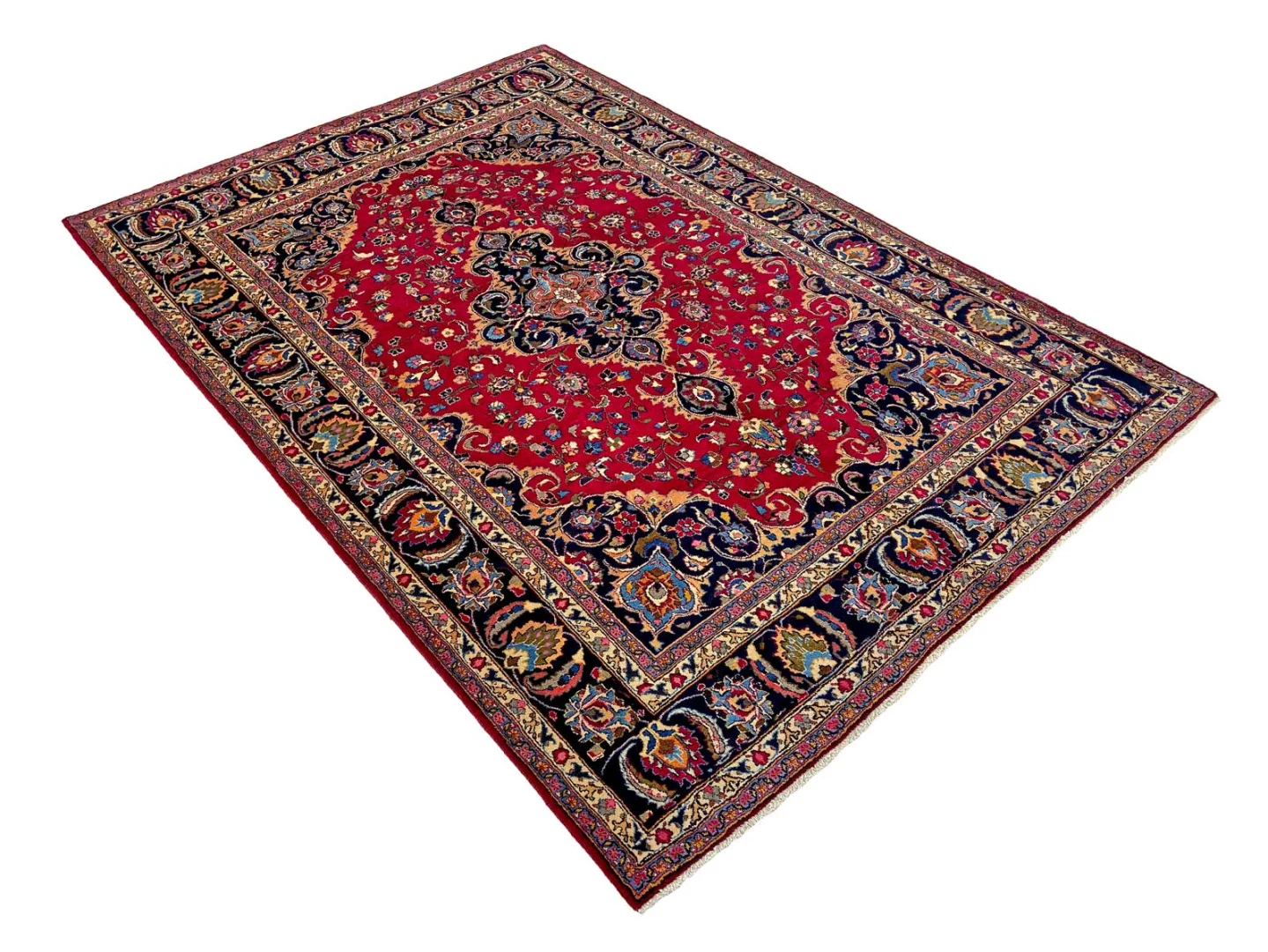 maschhad-teppich-287-x-196-cm-florales-muster-handgeknupft-2 Handgeknüpfter Mashhad Perserteppich, 287 × 196 cm, Wolle