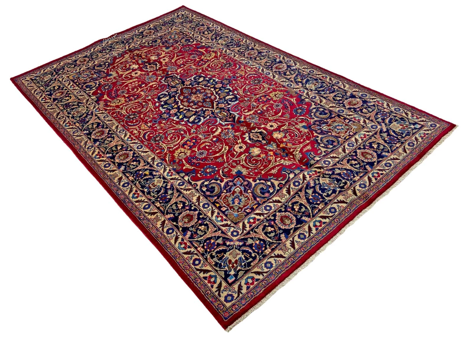 maschhad-orientteppich-302-x-196-cm-florales-muster-handgeknupft-1 Mashhad Perserteppich aus Iran, 302 × 196 cm