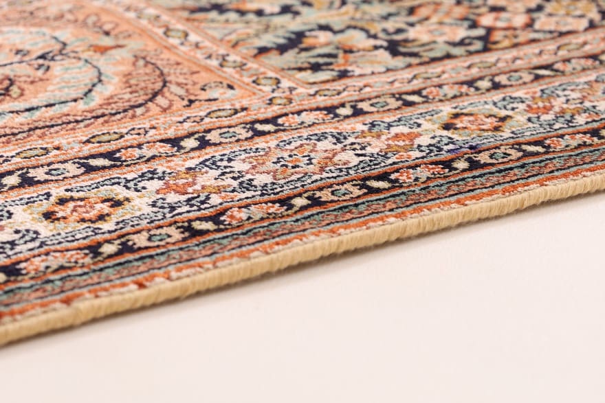 Kashmir Orientteppich 93 × 62 cm aus Seide, handgeknüpft