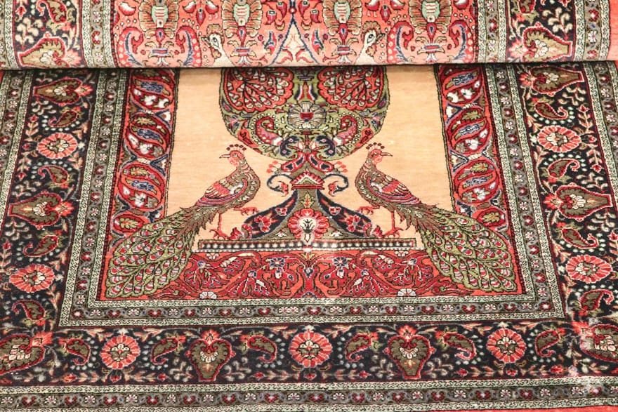 Ghom Seidenteppich 127×78, handgeknüpft, hohe Qualität, Luxus