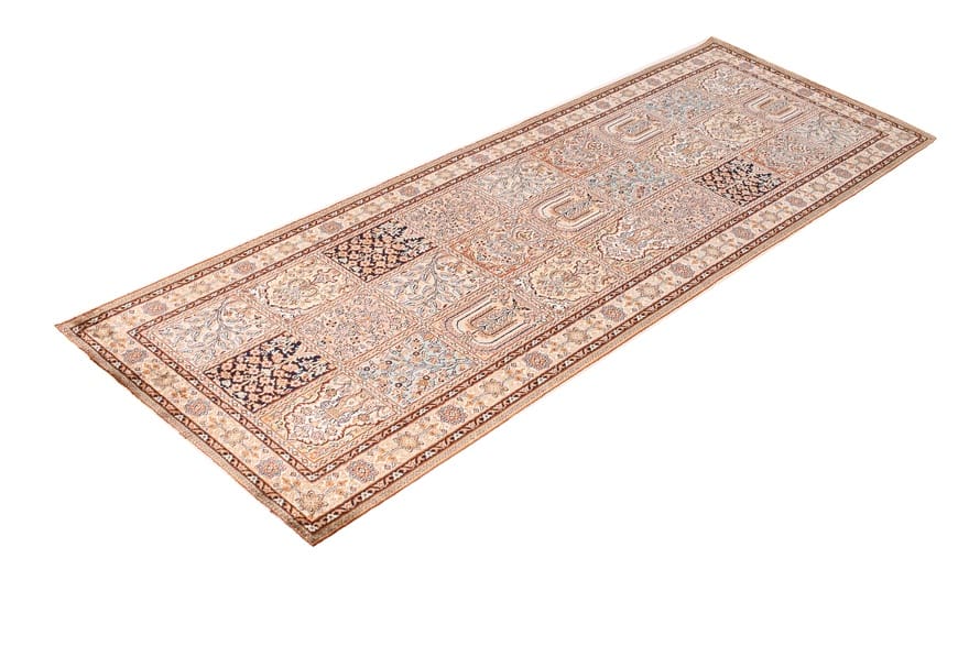 Kashmir Orientteppich 241 × 82 cm aus Seide, handgeknüpft