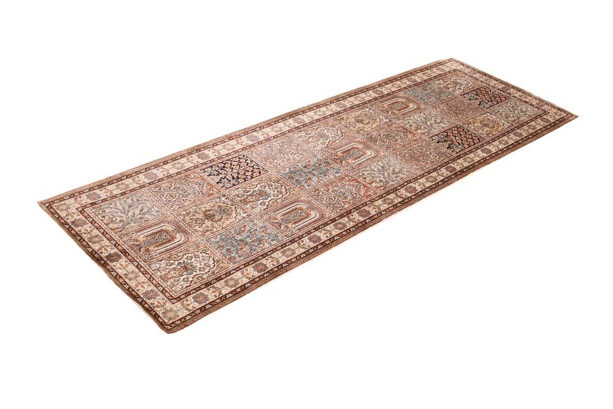 Kashmir Orientteppich 241 × 82 cm aus Seide, handgeknüpft